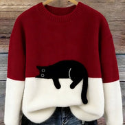 Micaela | Maglione Oversize con Stampa Gatto