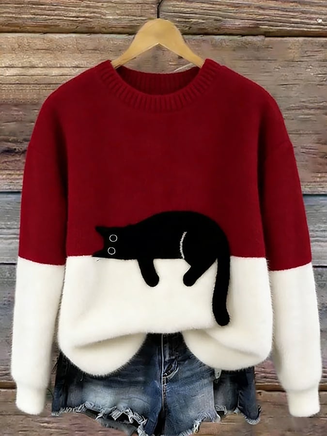 Éloïse | Pull Oversize Imprimé Chat