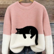 Micaela | Maglione Oversize con Stampa Gatto