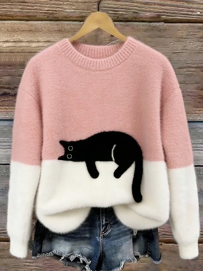 Éloïse | Pull Oversize Imprimé Chat