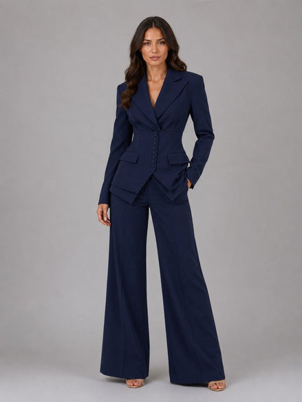 Sabrina | Completo Blazer a Vita Segnata e Pantaloni a Palazzo