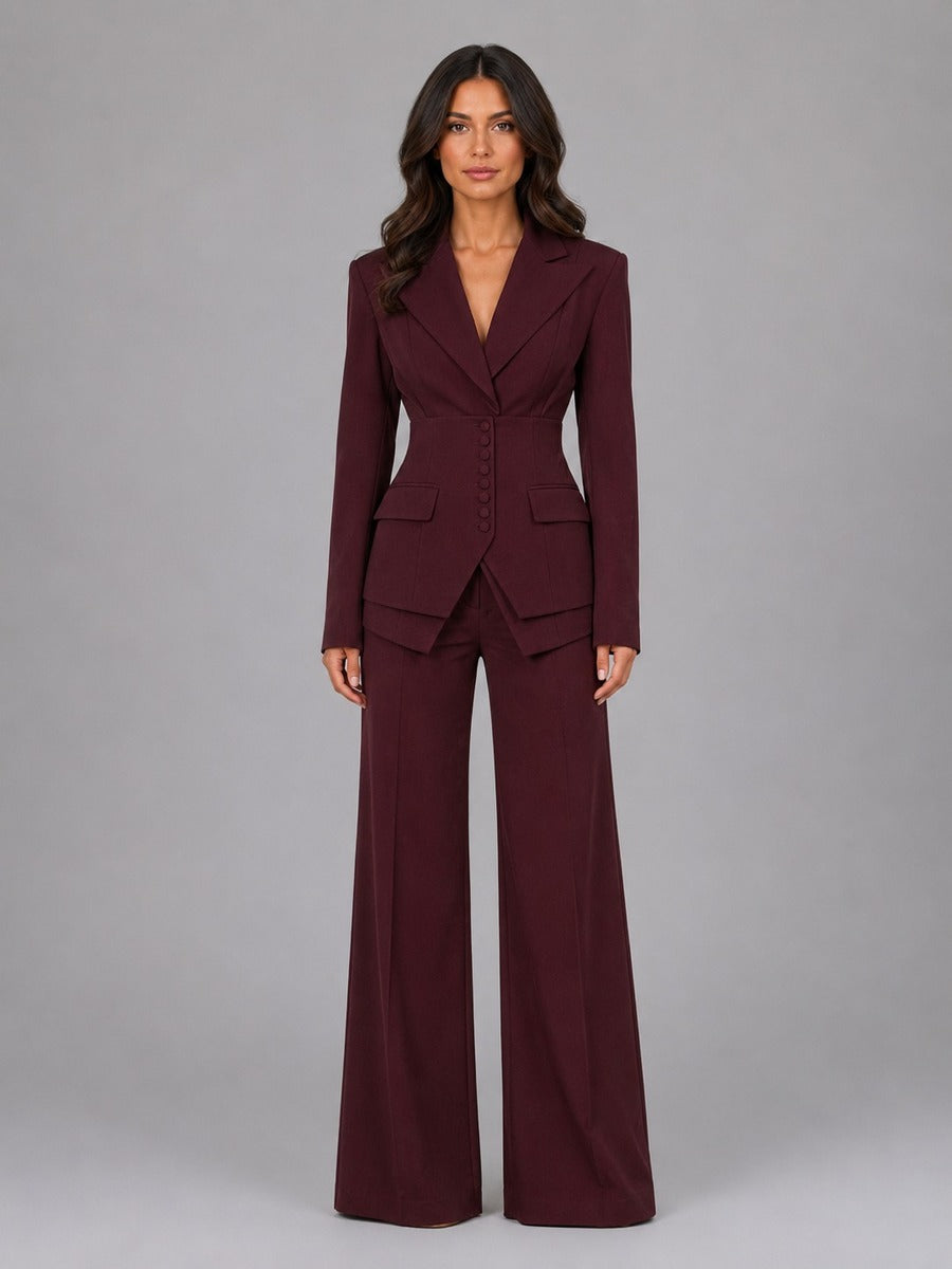 Sabrina | Completo Blazer a Vita Segnata e Pantaloni a Palazzo