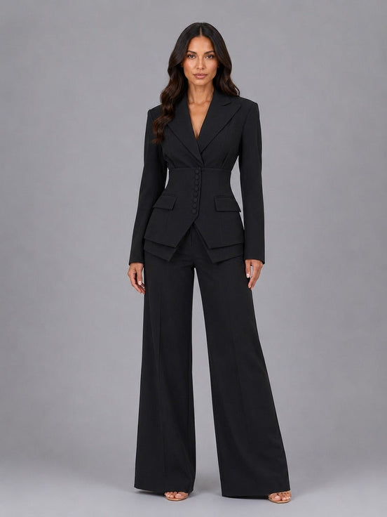 Sabrina | Completo Blazer a Vita Segnata e Pantaloni a Palazzo