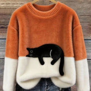 Micaela | Maglione Oversize con Stampa Gatto