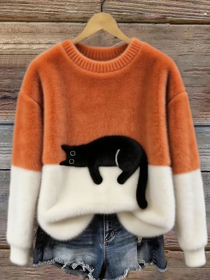 Éloïse | Pull Oversize Imprimé Chat