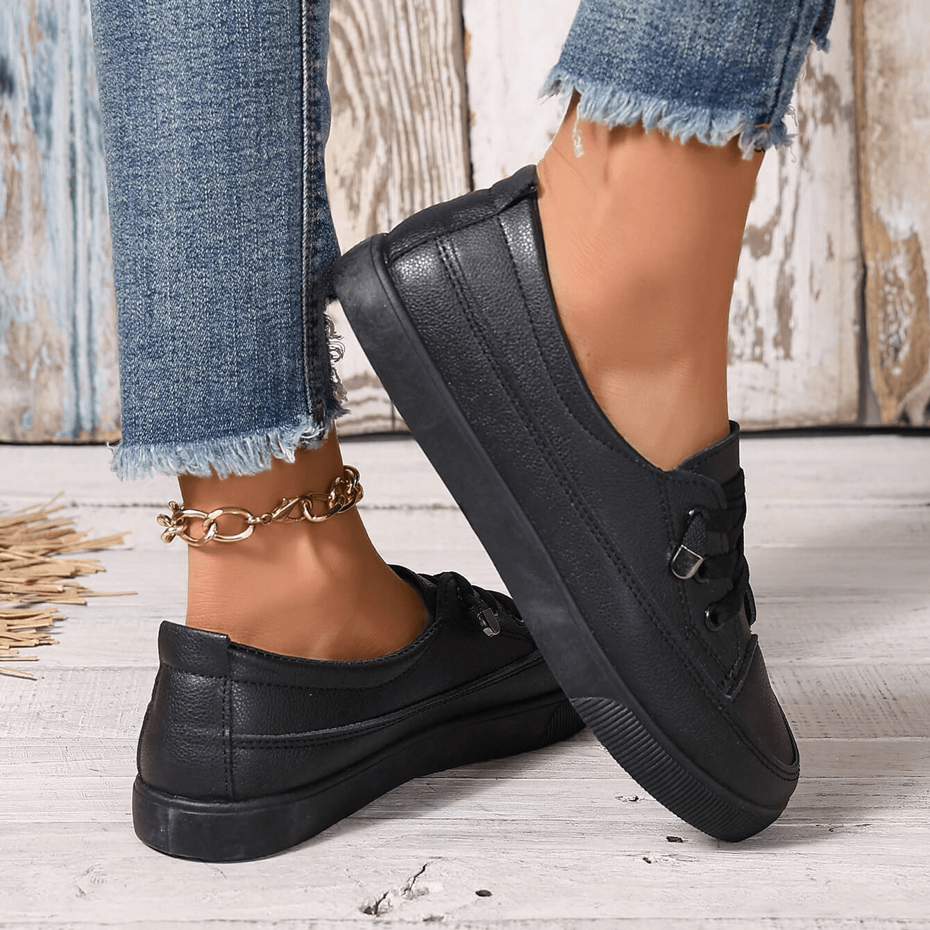 Elowen – Scarpe basse ortopediche da donna bianche con lacci – Soletta morbida e traspirante