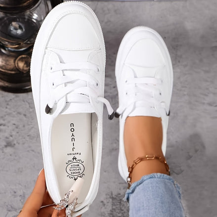Elowen – Scarpe basse ortopediche da donna bianche con lacci – Soletta morbida e traspirante