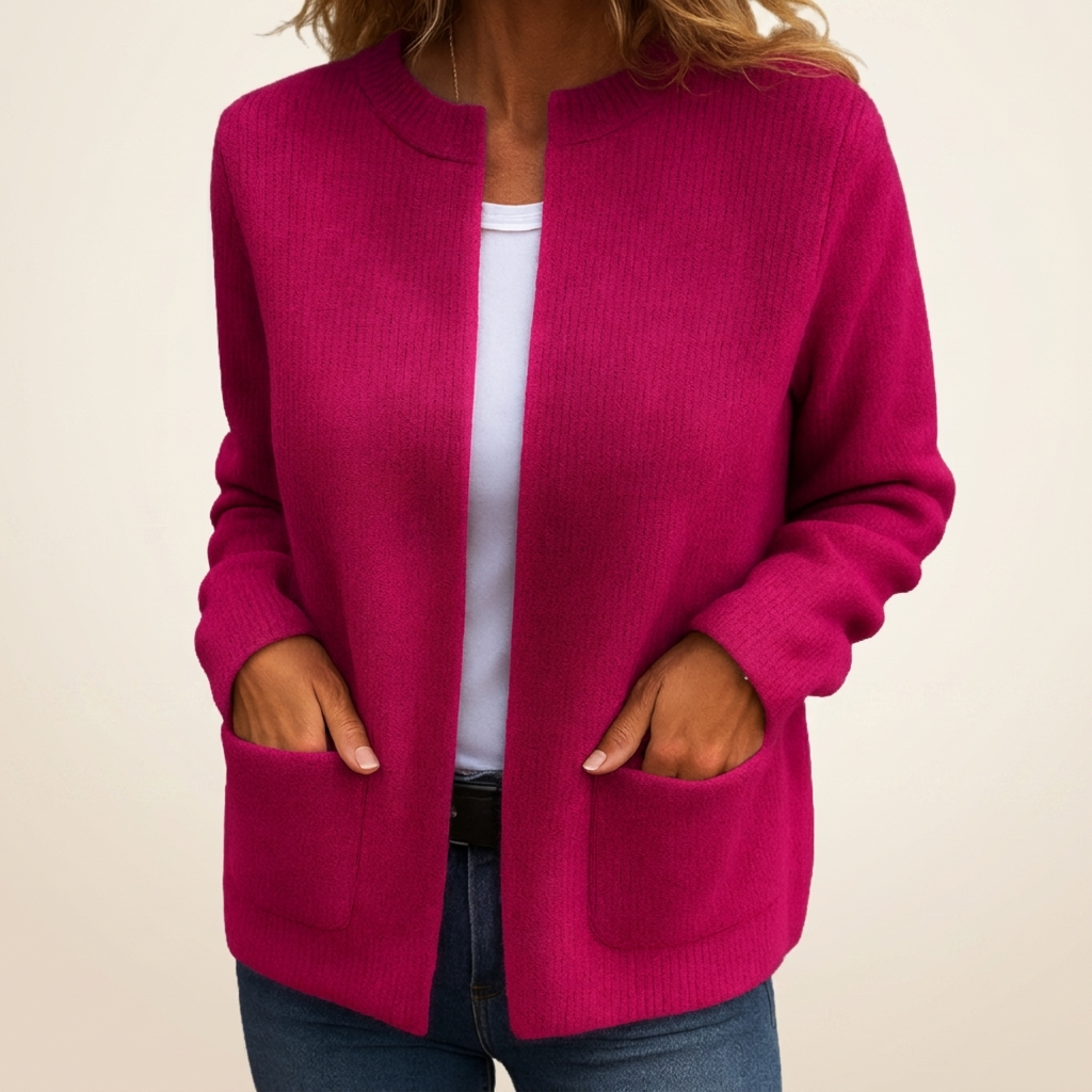 Fleur | Gilet Zippé en Maille Chaude à Poches