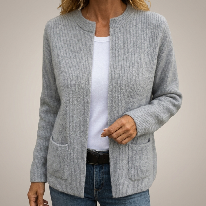 Fleur | Gilet Zippé en Maille Chaude à Poches