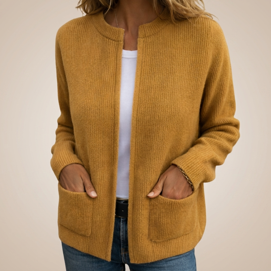 Fleur | Gilet Zippé en Maille Chaude à Poches