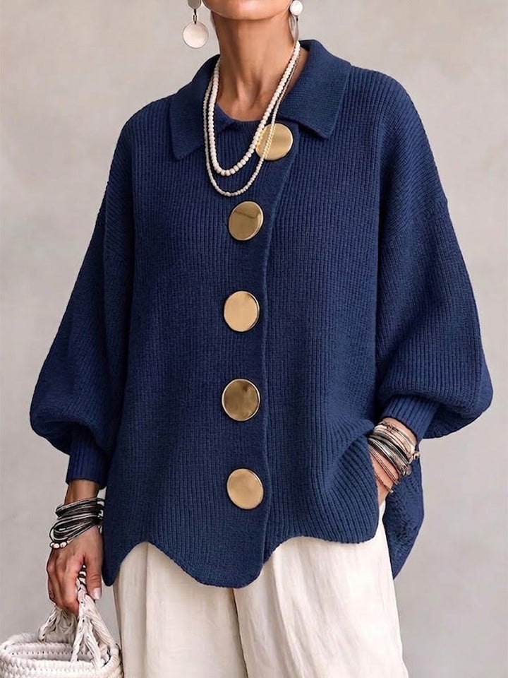 Solène | Cardigan oversize à gros boutons dorés