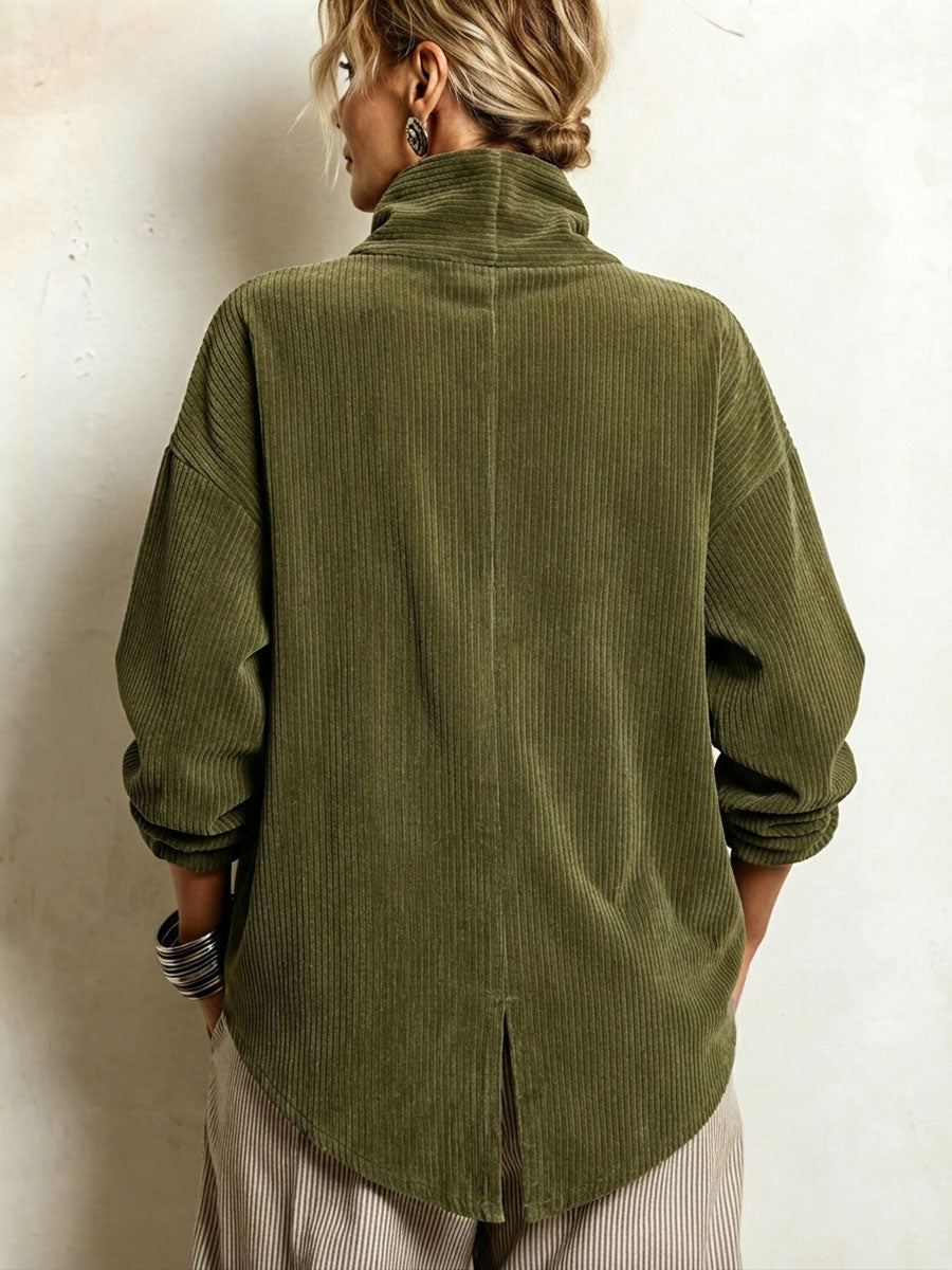 Caterina | Maglione in Velluto a Coste con Collo Alto