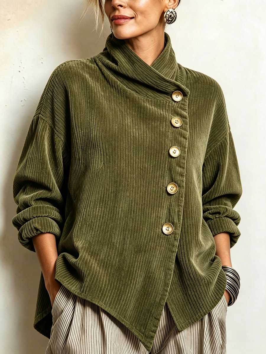 Caterina | Maglione in Velluto a Coste con Collo Alto