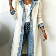 Agata | Cardigan Lungo in Maglia con Dettagli in Denim