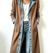 Agata | Cardigan Lungo in Maglia con Dettagli in Denim