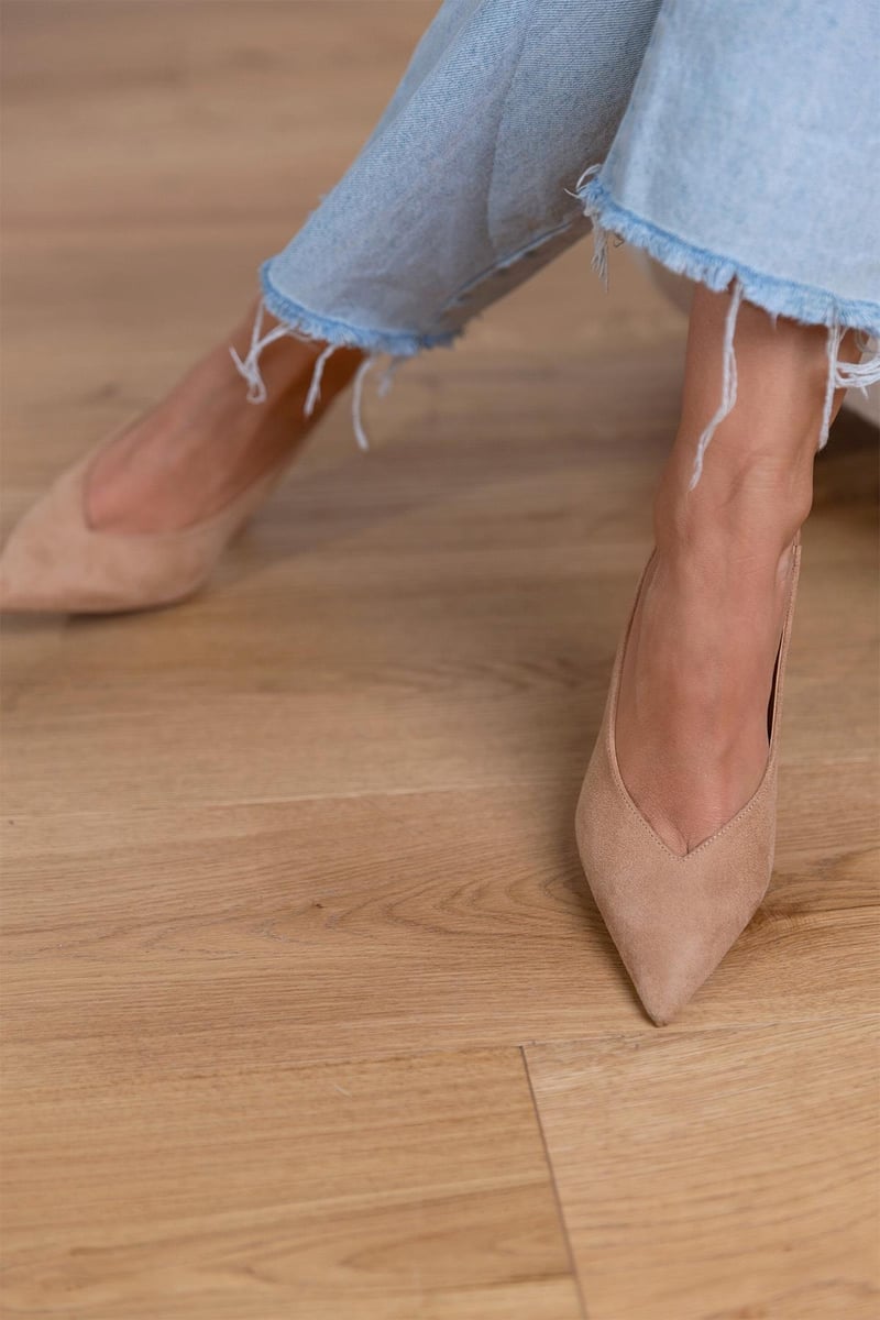 Marie™ | Sandali con tacco basso color nude